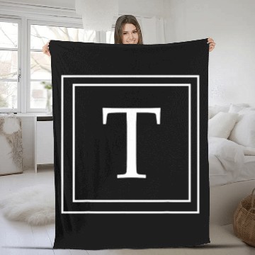 Discover Letter T Monogram English Alphabet T Initial Gray Fleece Blankets