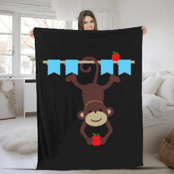 Discover Monkey going back to school 2 Fleece Blankets