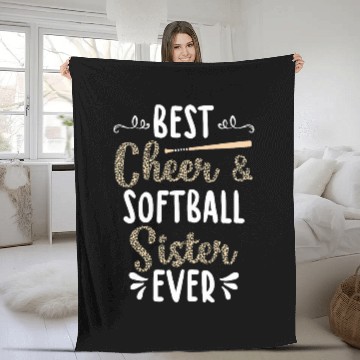 Discover Funny Softball Cheer Fan Leopard Pattern Sisters Cheerleader 1 Fleece Blankets