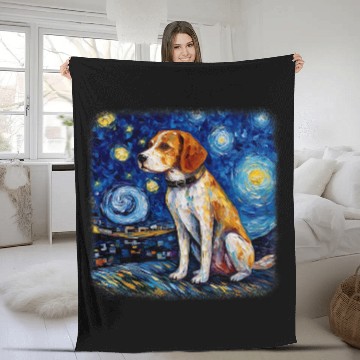 Discover Van gogh Beagle in starry night Zip Fleece Blankets