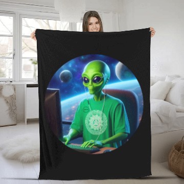 Discover Alien programmer Elite Coder Software Engineering Guru Fleece Blankets