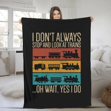 Discover Retro Wagon Train Lover Model Railroad Conductor Funny Train 215 Fleece Blankets