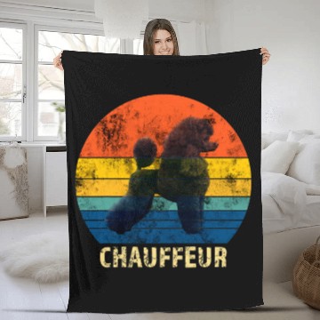 Discover Poodle Chauffeur Retro Circle Dog Owner Fleece Blankets