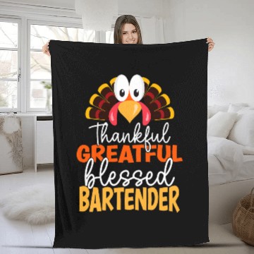Discover Thanksgiving Thankful Greatful Blessed Bartender Fleece Blankets