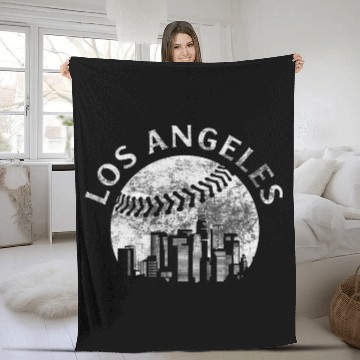 Discover vintages Los Angeles Skyline Baseball Fleece Blankets