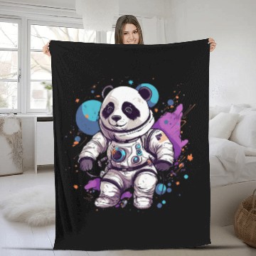 Discover Panda Astronaut Floating Through Outer Space Pandas 2 Fleece Blankets
