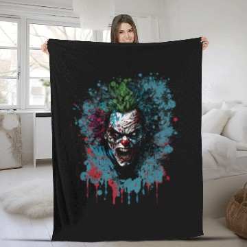 Discover Spooky Clown Zombie Baseball Tees Fleece Blankets