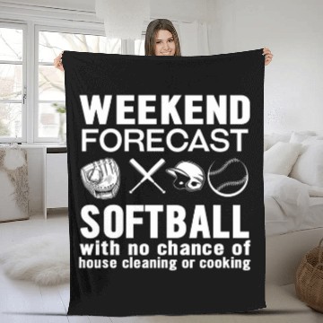 Discover Weekend Forecast Funny Softball Softball Player Gift Zip Fleece Blankets