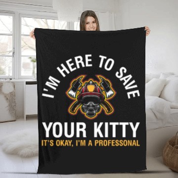 Discover Im here to save your kitty firefighter funny Baseball Tees Fleece Blankets