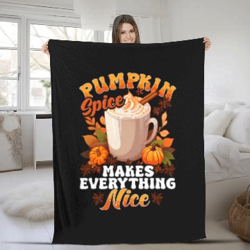 Discover Pumpkin Spice Makes Everything Nice Cinnamon Sticks Coffee Fleece Blankets