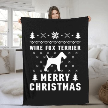 Discover WIRE FOX TERRIER Ugly Christmas Sweater Fleece Blankets