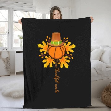 Discover One Thankful Uncle Basketball thanksgiving fall Fleece Blankets