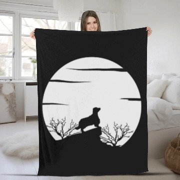 Discover Welsh Springer Spaniel Shadow in Moon for Halloween Fleece Blankets