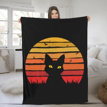 Discover Retro Cat Meme Sunset vintages Design Style For Cat Lovers Baseball Tees Fleece Blankets