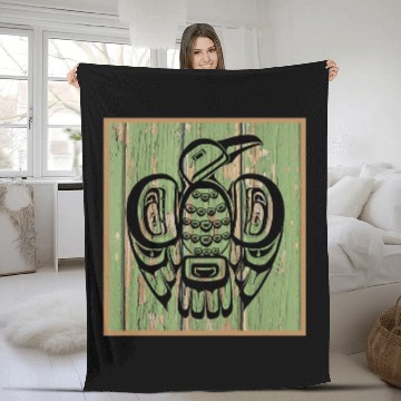 Discover Pacific Northwest Coast Native American Indian Style Bird 2 Fleece Blankets