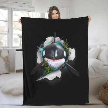 Discover Orca Whale Lover Funny Whale Orca Fleece Blankets