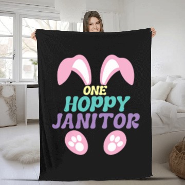 Discover One Hoppy Janitor Easter Bunny Funny Cleaner For Easter Baseball Tees Fleece Blankets