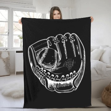Discover Old School Baseball Glove Mitt Fleece Blankets