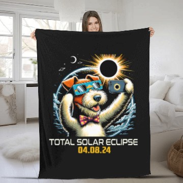 Discover Wire Fox Terrier Dog Selfie Solar Eclipse 1 Zip Fleece Blankets