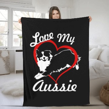 Discover Love My Aussie NickerStickers Australian Shepherd Fleece Blankets
