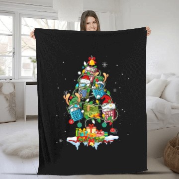 Discover Santa Reindeer Elf Calculators Accountant Tools As xmass Tree Fleece Blankets