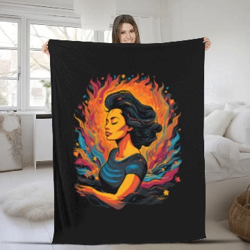 Discover Yoga Pose Meditation Lover Abstract Fiery Art Baseball Tees Fleece Blankets