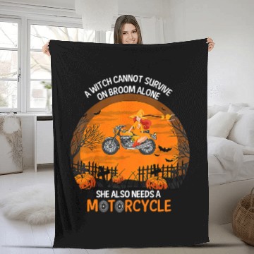 Discover Witch Cant Survive On Broom Alone She Needs A Motorcycle Fleece Blankets