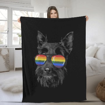 Discover Dog Scottish Terrier Pride Month scottish terrier Rainbow Flag Baseball Tees Fleece Blankets