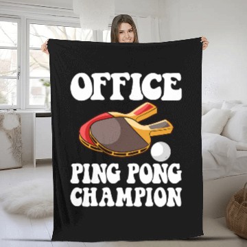 Discover Office Ping Pong Champion Table Tennis Bat Paddle Topspin Fleece Blankets