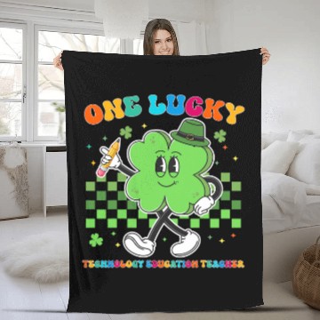 Discover One Lucky Instructional Technology Coachs St Patrick Day Fleece Blankets