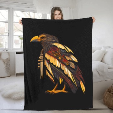 Discover Yellowhead Bird Native American Indian Northwest Tribal Fleece Blankets Fleece Blankets