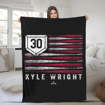 Discover vintages US Flag Baseball Stripes Kyle Wright Atlanta MLBPA Baseball Tees Fleece Blankets