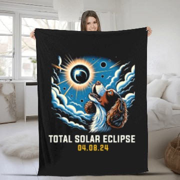 Discover Welsh Springer Spaniel Dog Howling At Solar Eclipse Baseball Tees Fleece Blankets