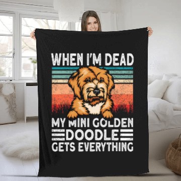 Discover Mini Golden Doodle When IM Deads Retro Dad Mini Goldendoodle Baseball Tees Fleece Blankets