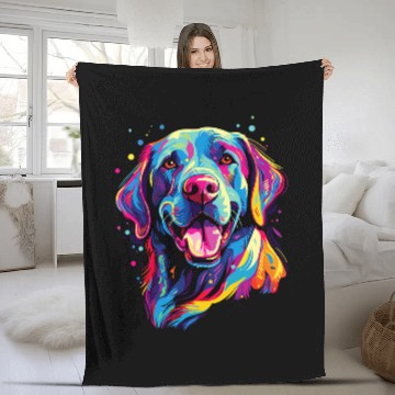 Discover Watercolor Colorful Labrador Lab Fleece Blankets
