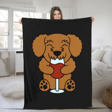 Discover Wines Lover Goldendoodle Dog Zip Fleece Blankets