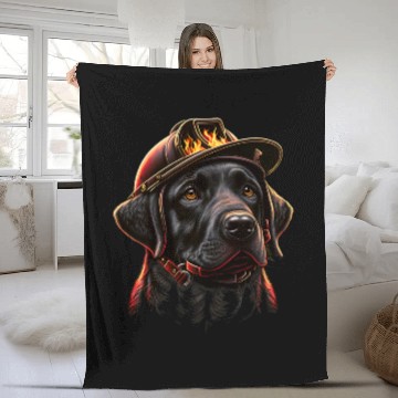 Discover Labrador Retriever Fireman on Firefighter Labrador Retriever Fleece Blankets