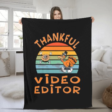 Discover Video Editor Job Funny Thanksgiving Baseball Tees Fleece Blankets