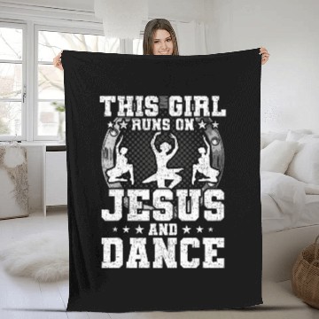 Discover This Girl Runs on Jesus and Dance Dancing Dancer Baseball Tees Fleece Blankets