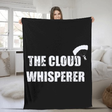 Discover The Cloud Whisperer Funny Parachuting Skydiving Fleece Blankets