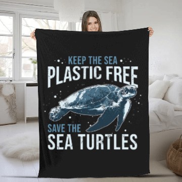 Discover Turtle Keep The Sea Plastic frees Sea Turtle Chelonioidea Fleece Blankets