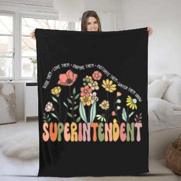 Discover Superintendent Wildflower Retro Supervisor Daisy Fleece Blankets