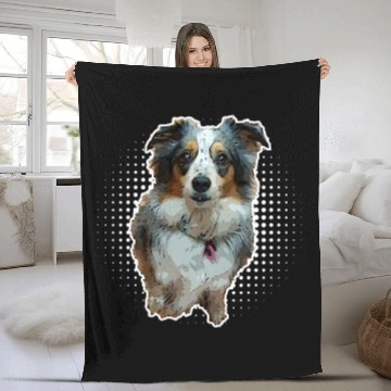 Discover Mini Aussie Australian Shepherd Blue Merle Baseball Tees Fleece Blankets