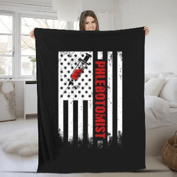 Discover Patriotic Phlebotomist American flag Phlebotomy Technician Fleece Blankets