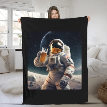 Discover Moon Astronaut Man On The Moon Spaceman drinking beer Baseball Tees Fleece Blankets