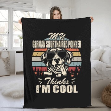 Discover My German Shorthaired Pointer thinks Im Cool vintages Retro Zip Fleece Blankets