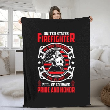Discover US Firefighter Pride And Honor American Flag Fireman Fleece Blankets