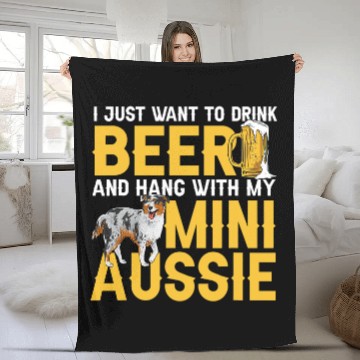 Discover Mini Aussie Beer Miniature Australian Shepherd 1 Fleece Blankets