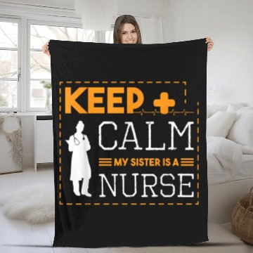 Discover Keep Calm My Sister Is A nurses Stethoscope Nursing Student Baseball Tees Fleece Blankets