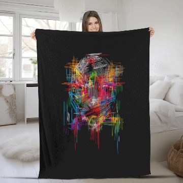 Discover Mecha Head Science Fiction Robot Graphic Art Fleece Blankets